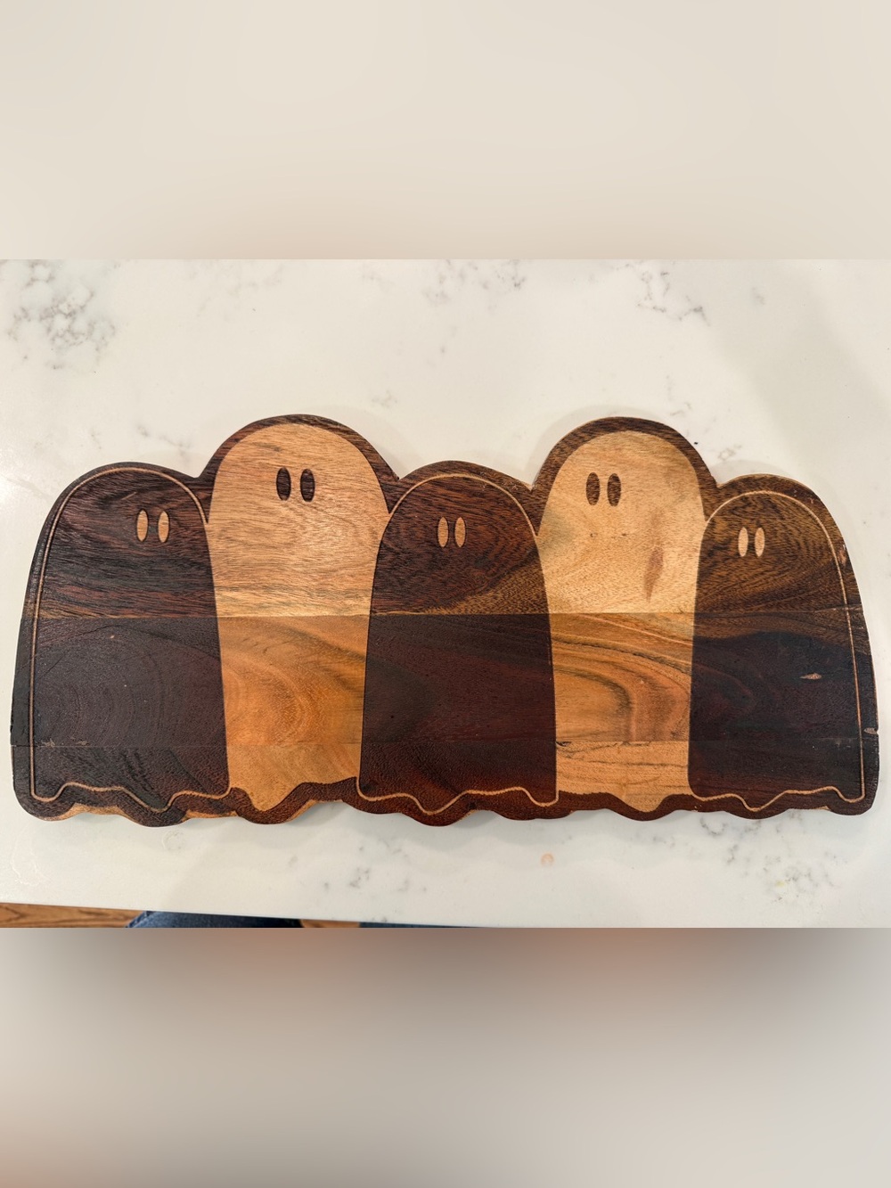 Wooden Ghost Serving/Decor Board in Dark and Light Wood Tones